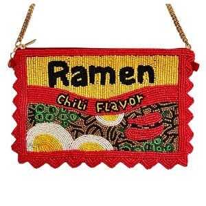 Lily Posh Ramen Crossbody Mini Clutch Phone Bag, Beaded Bag Chili Spicy